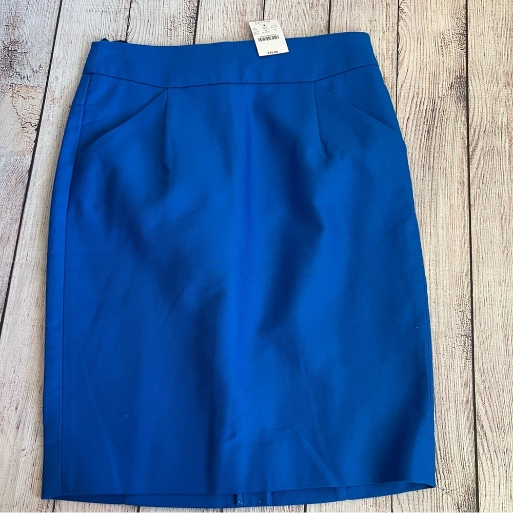 J. Crew The Pencil Skirt Blue 0 NWT